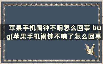 苹果手机闹钟不响怎么回事 bug(苹果手机闹钟不响了怎么回事)